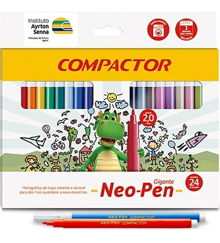 Canetinhas Coloridas 24 Cores Neo Pen Gigante Hidrográfica