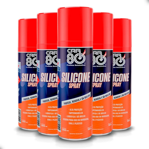 Kit 5 Silicone Spray Lubrificante 300 Ml Car 80