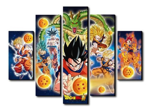 Cuadro Goku Transformaciones 75 Cm X 60 Cm