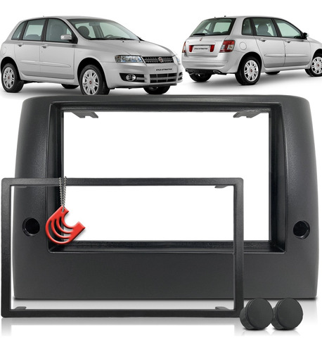 Moldura De Painel 2 Din Multimidia Dvd Mp5 Fiat Stilo 2003 2004 2005 2006 2007 2008 2009 2010 2011 2012 Preto