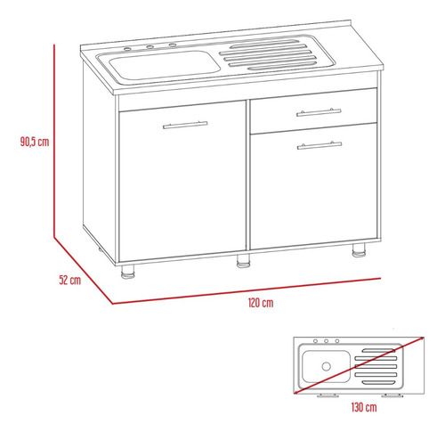 Mod Sup + Modulo Infe Lavas + Mueble Microo - Duna/ Blanco
