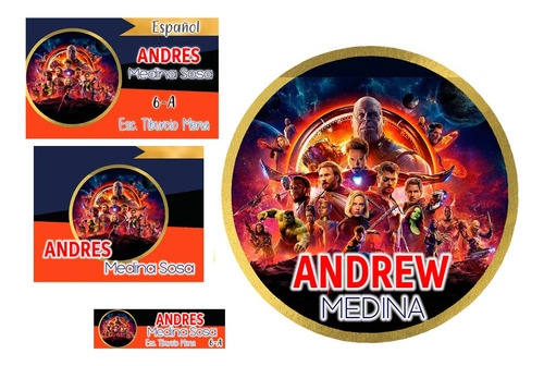 Etiquetas Escolares Personalizadas Avengers Imprimibles