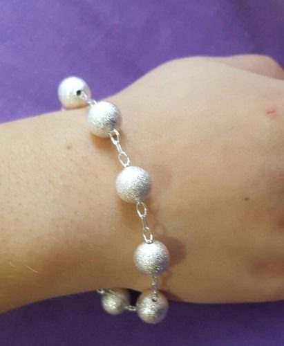 Pulseira De Bolinha Bolas Feminina Mulher Folheada A Prata