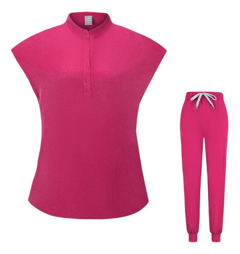Set De Top Exfoliante Uniforme Para Médico/enfermero, Cuello