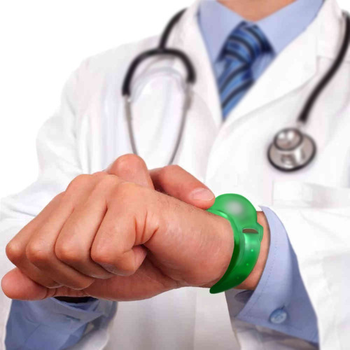 Pulseira Dispenser Álcool Gel Silicone 10ml Seringa Cores Cor Verde
