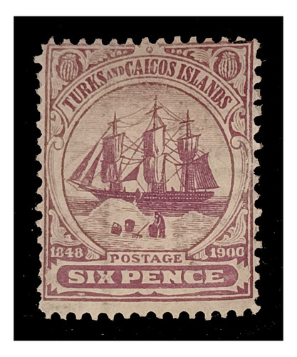 Turks Y Caicos 6 Pence 1900 Barco Nv. C/g Yv. 39