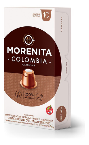 10 Capsulas La Morenita Colombia - Café Nespresso Compatible