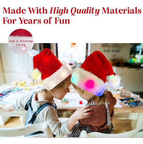 Gorro Navideño Para Adultos Con Iluminación Led Y Luz