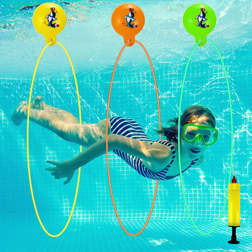 Xloey Anillos De Piscina Para Buceo Infantil, 3 Anillos De N