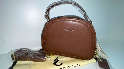 Bolsa Feminina Pavão De Ouro Marrom Com Alça Zíper Dourado