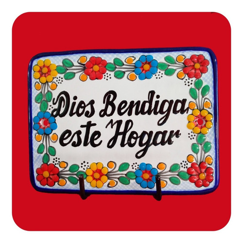 Placa De Talavera Poblana Dios Bendiga Este Hogar 22x17 Cm