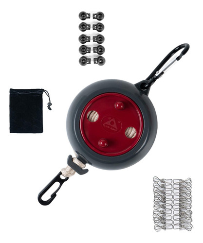 Tendedero Para Acampar Sin Taladro Cuerda Rojo 8m Con Bolsa
