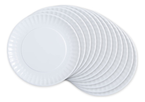 Plato Fiesta/picnic Dii Melamina 9puLG Redondo, Juego 12, Bl