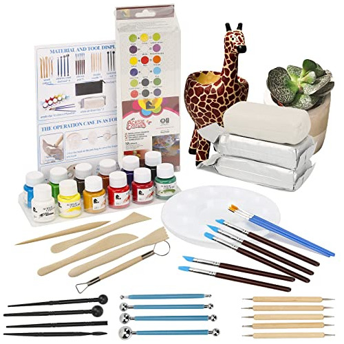 Pottery Kit Air-dry Clay For Adults-set Includes: Air-d...