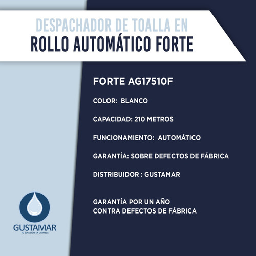 5 Dispensadores Automático Toalla Rollo Forte G-ag17510f-5