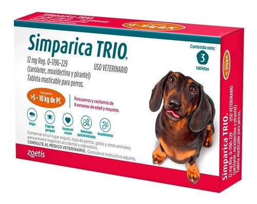 Pastilla Simparica Trio X 3un. - Perros 5 A 10 Kg