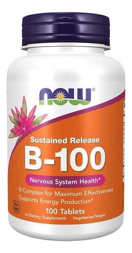 Vitamina B-100 Apoyo Sistema Nervioso Now 100 Tabletas