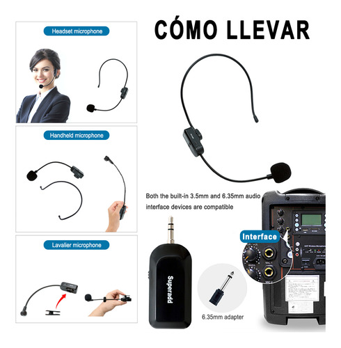 Micrófono Inalámbrico Superadd Kx730g Para Diadema
