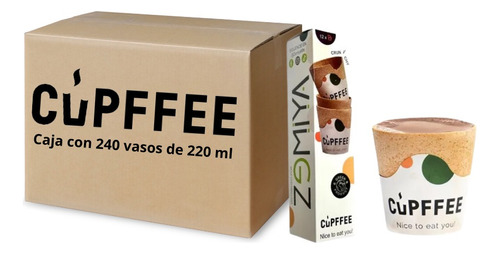 Vaso Comestible Biodegradable Cupffee 220 Ml (8oz) 240 Pz