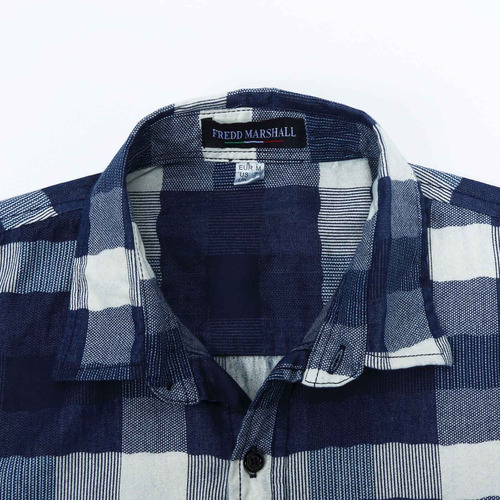 Blusa Masculina De Algodão Xadrez De Lapela De Manga Comprid
