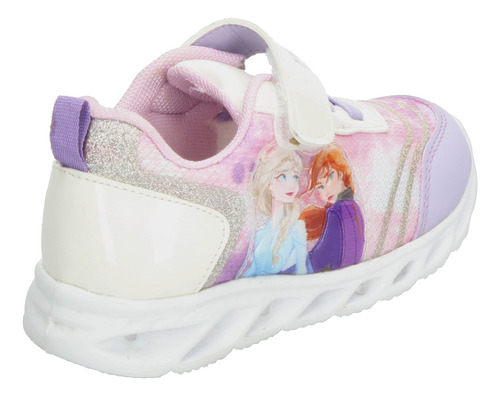 Tenis Niña Frozen Lila Disney Princesas Luces Led Ajustable Cómodo Infantil T18-22