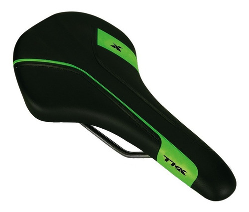 Asiento Tkx Mtb 280 × 145 Mm Negro/verde 315 Gr. Cód:d-3017