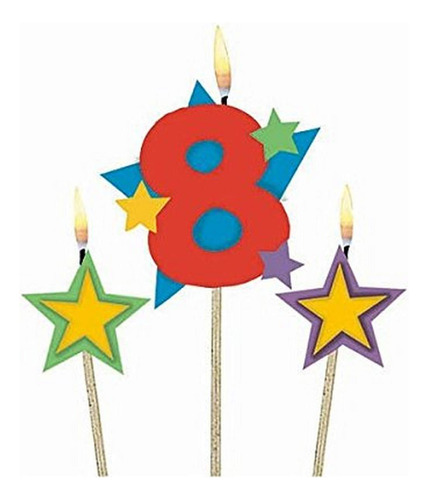 Amscan 8 Vela Decorativa Cumpleaño Estrella Suministro 3