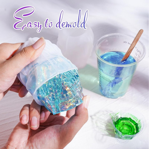 Molde Para Resina Epoxi De Silicona Diseño De Calavera 3 Pz