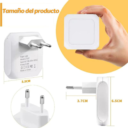2 Pack Luz Nocturna Enchufable Con Sensor De Luz Para Hogar