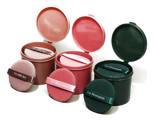 Esponja De Maquillaje Puff 7pzs Aplicador De Polvo Redonda Color Marrón