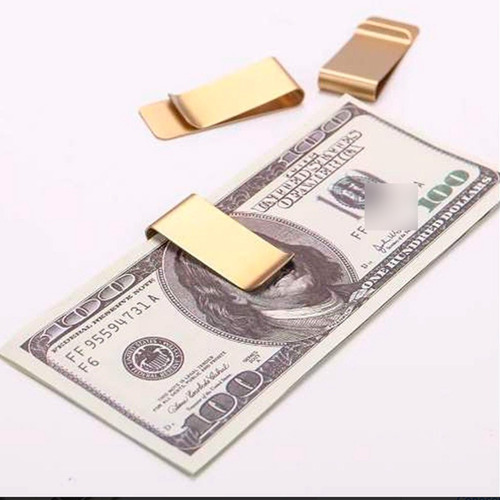 50 Clip Sujeta Billetes Cartera Metal Inoxidable Tarjeta Color Dorado