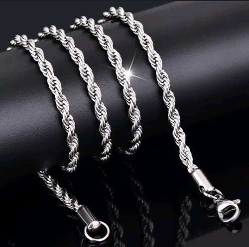 2 Cadenas Tourbillon Plata 40cm Y 4mm Regalo Hombre Mujer