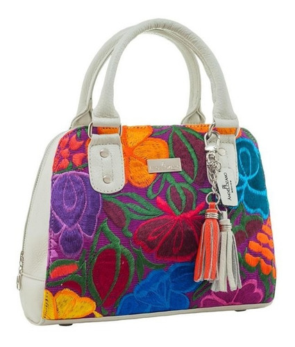 Imagen 2 de 2 de Bolsa Angelozano Satchel Elsa Piel Hueso Tel P Normal $2,459
