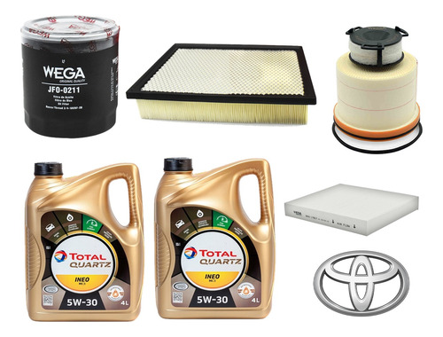 Kit Filtros Toyota Hilux 2.8 Td + Aceite Total Mc3 5w30 8l