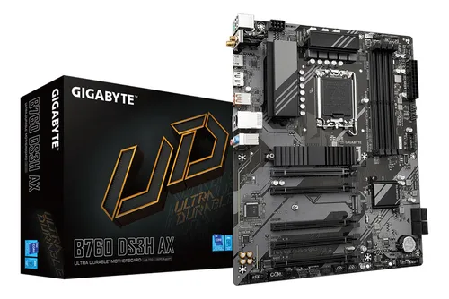 Gigabyte B760 Ds3h Ax (rev. 1.x) Placa Base Lga 1700 Intel B760 Atx Con Ddr5, 2* M.2, Pcie 4.0, Usb 3.2 Gen 2 Tipo-c, Wifi 6e Realtek Gbe Lan, Q-flash Plus, Pcie Ez-latch