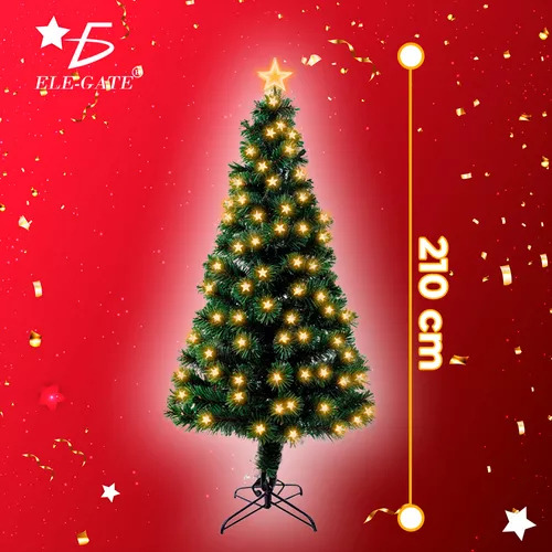 Arbol Navidad Artificial Luces Estrellas Integradas 2.10m Color Verde