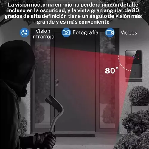 Timbre Con Cámara Wifi, Con Intercomunicador Inteligente Hd