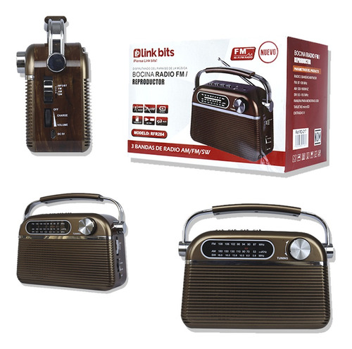 Bocina Radio Vintage Portatil Bluetooth Lonchera Con Antena