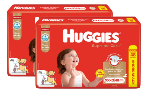 2 Pack Pañales Huggies Supreme Care G Xg Xxg Xxxg Rojos