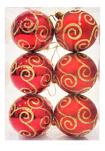 Adornos Navidad Globo Esfera 5 Cm X 6 Unid - Sheshu Navidad Color Rojo
