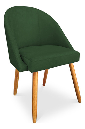 Cadeira De Jantar Bela Suede Verde Pés Palito Castanho