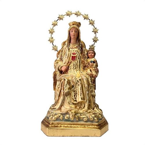 Virgen De La Merced Estofada En Hoja De Oro 21cm