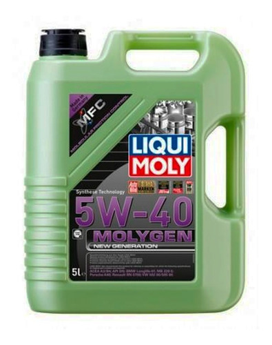 Aceite Liqui Moly 5w40 Molygen Sintético Para Auto Galon 5l