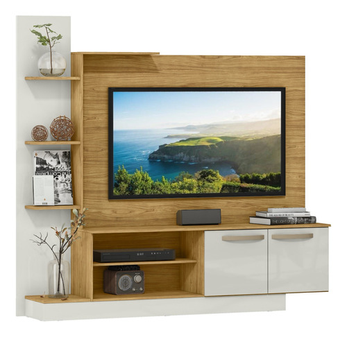 Rack Para Tv Estantes Modular Led Lcd Mesa Living Mueble Color Beige