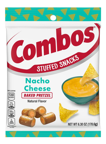 Combos Snacks De Pretzel Horneados Con Queso Nacho, Bolsa De