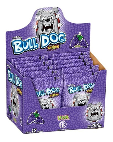 Pastillas Acidas Bulldog Sabor Uva Caja X12 Unidades 30g