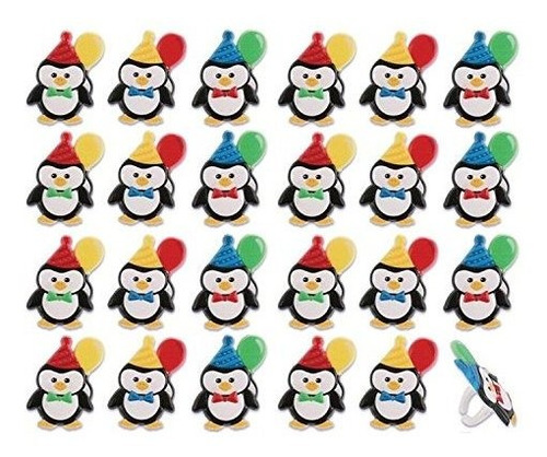 Fiesta De Cumpleaños De Pingüino Cupcake Rings (paquete De