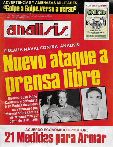 Revista Análisis N° 229 - 5 Junio 1988 / Nuevo Ataque Prensa
