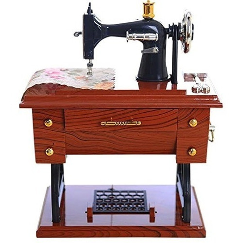 Maquina Coser Musical Mini Costura Vintage Marron 20 Cm