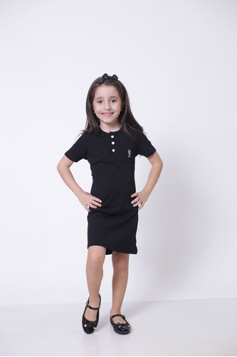 Vestido Henley Infantil Preto